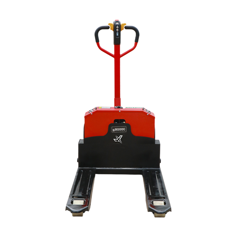 Durable Red/Yellow Electric Pallet Truck with Forged One-Piece Forks and DC Motor