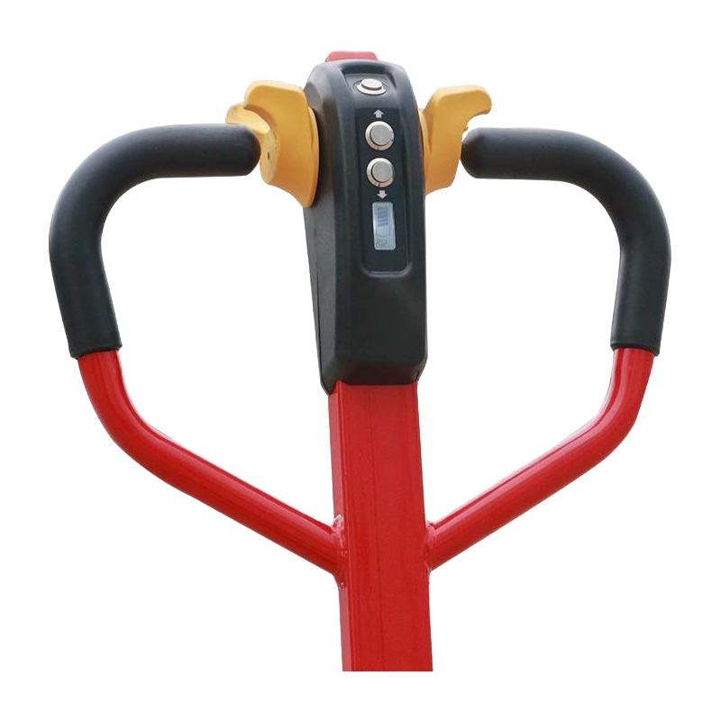 Durable Red/Yellow Electric Pallet Truck with Forged One-Piece Forks and DC Motor