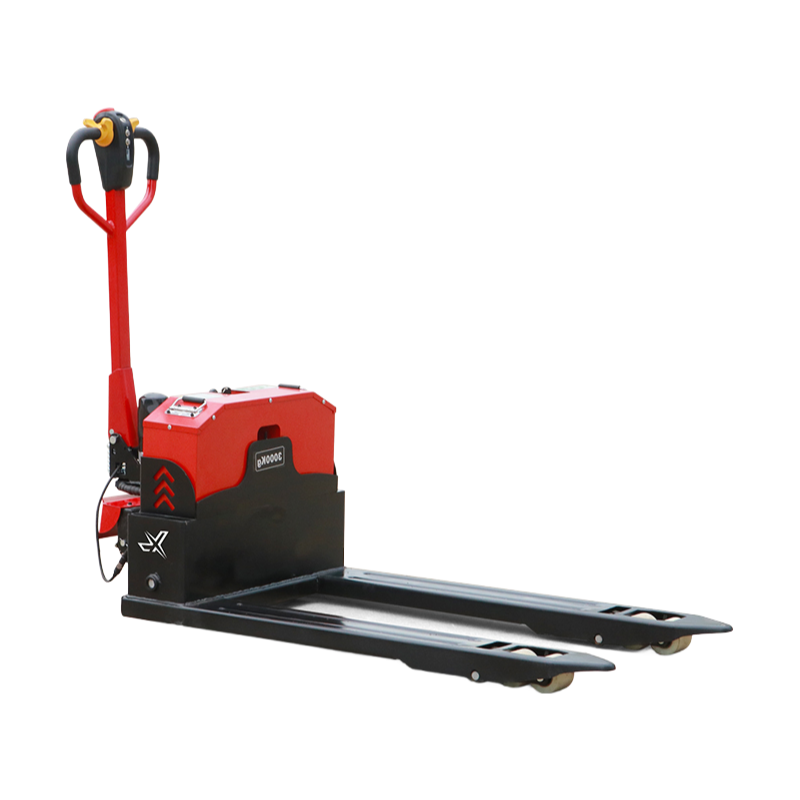 Durable Red/Yellow Electric Pallet Truck with Forged One-Piece Forks and DC Motor