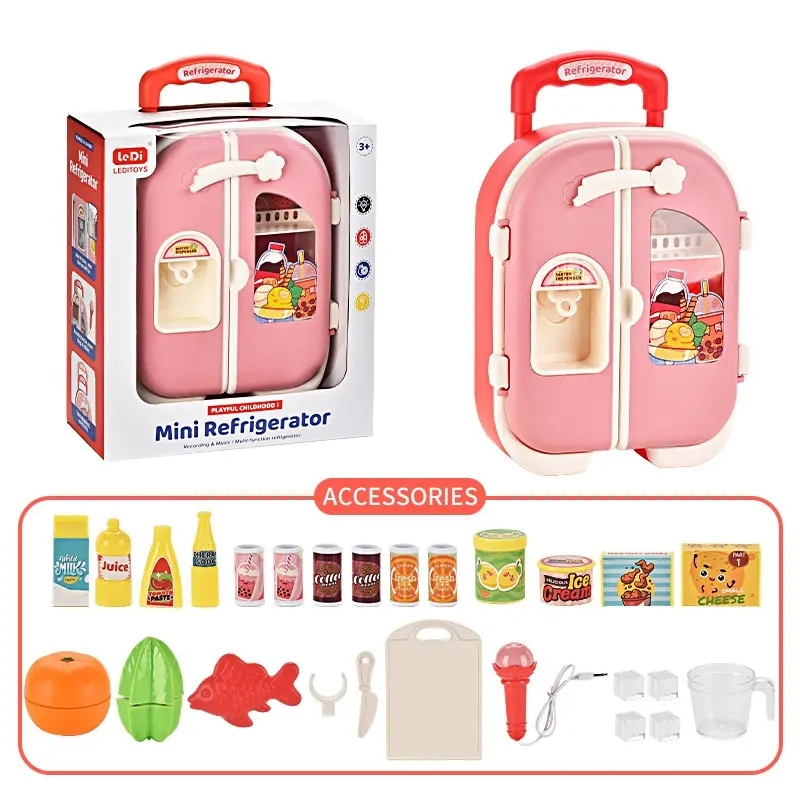 Wholesale Kids Role Play Refrigerator Toy - Colorful ABS Plastic Pretend Food Store with Window Box Packaging