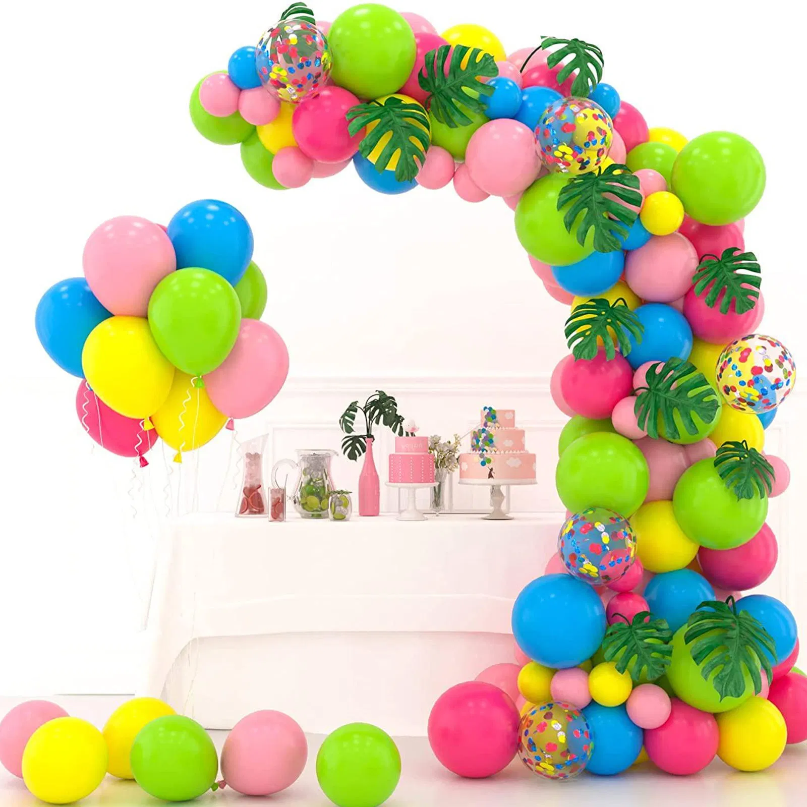 Factory Supply 124PCS Hawaiian Theme Balloons Garland Kit With Palm Leaves