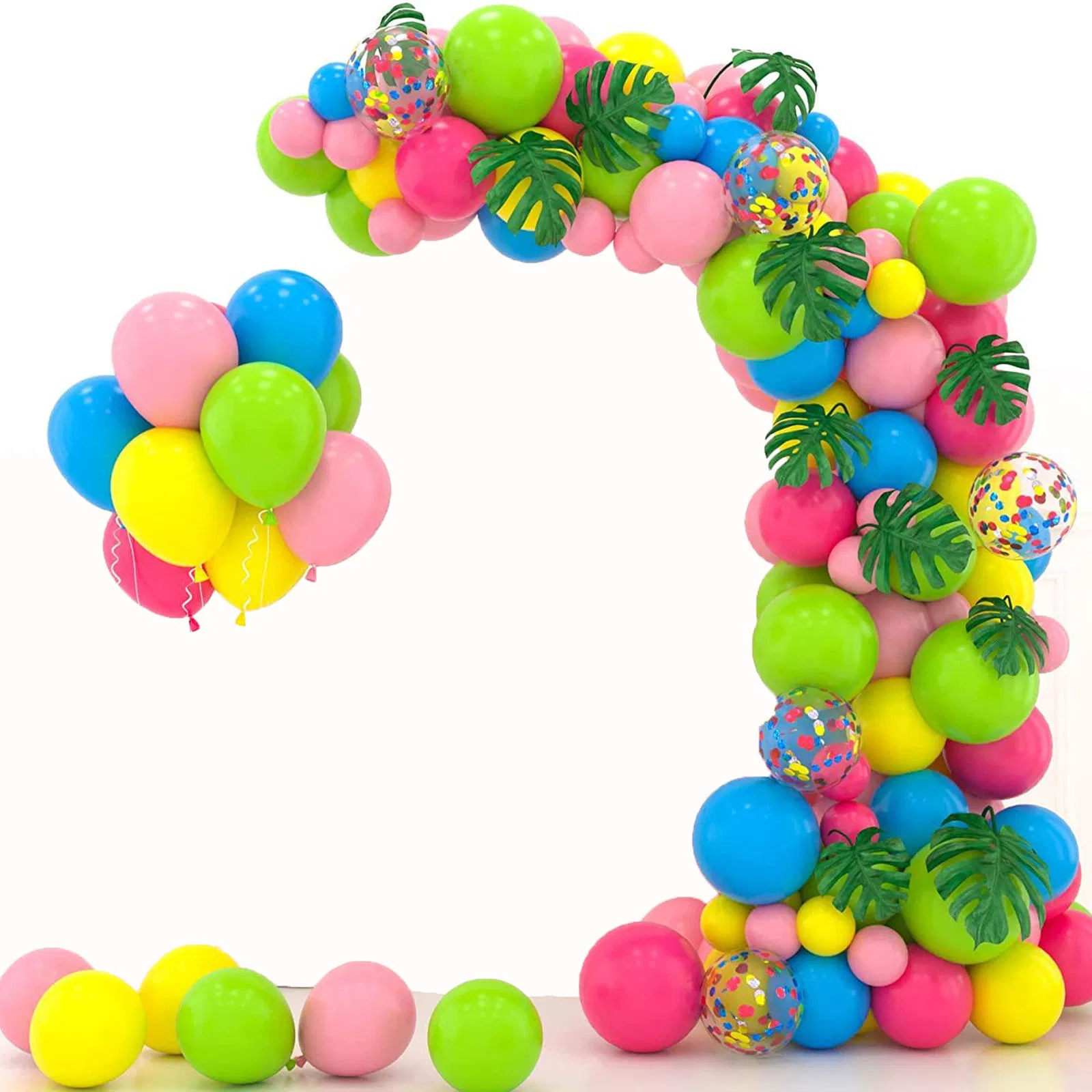 Factory Supply 124PCS Hawaiian Theme Balloons Garland Kit With Palm Leaves