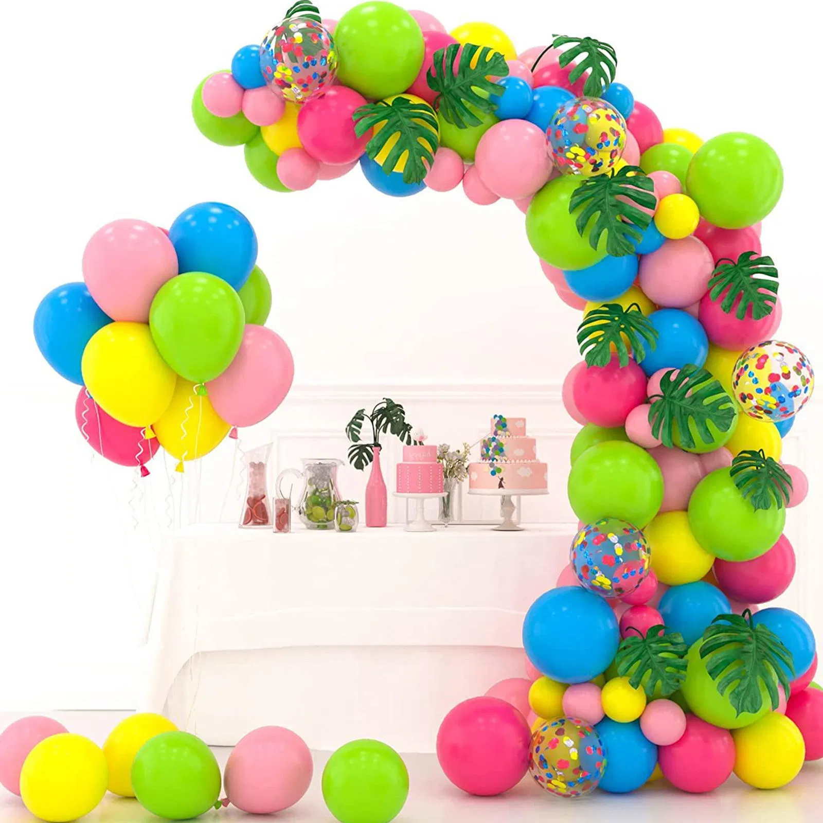Factory Supply 124PCS Hawaiian Theme Balloons Garland Kit With Palm Leaves