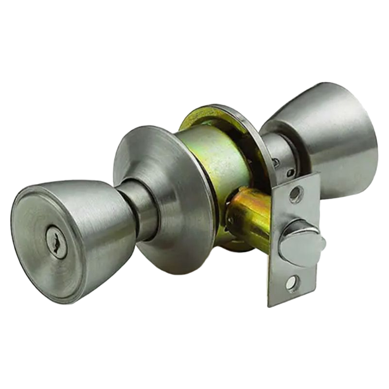 High Security Ball Knob Door Lock Set with 3 Brass Keys - 70mm Backset