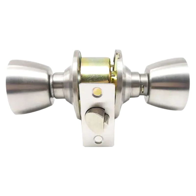 High Security Ball Knob Door Lock Set with 3 Brass Keys - 70mm Backset