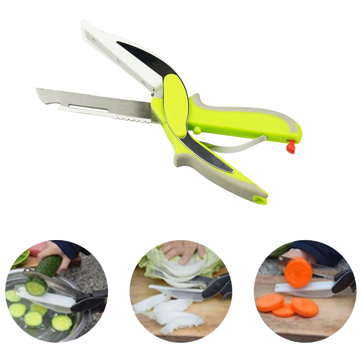 Stainless Steel Vegetable 2 in 1 Cutter Food Chopper with Rubber Handle for Kitchen Use
