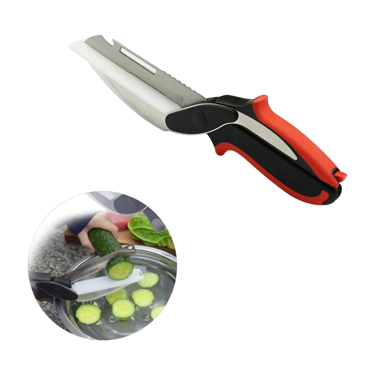 Stainless Steel Vegetable 2 in 1 Cutter Food Chopper with Rubber Handle for Kitchen Use