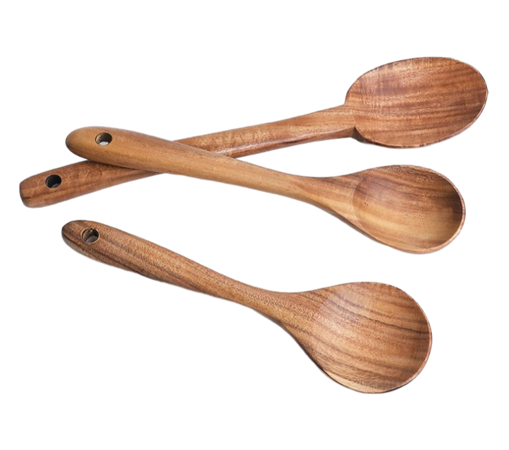 Durable Teak Wood Kitchen Utensils with Easy-Grip Handles and Leak-Proof Holder for Daily Use
