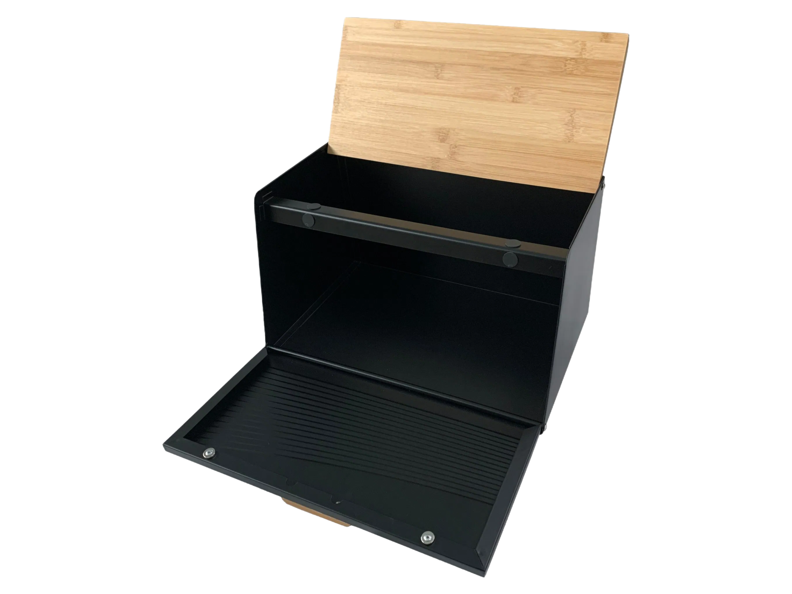 Wholesale Iron Powder Coated Bread Storage Box - 2.6kg Kitchen Organizer with Bamboo Lid