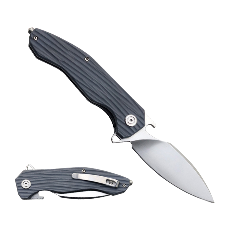 4.5 Inch Ball Bearing Folding Knife with 8CR14 Stainless Steel Blade and G10 Handle for Camping Hunting