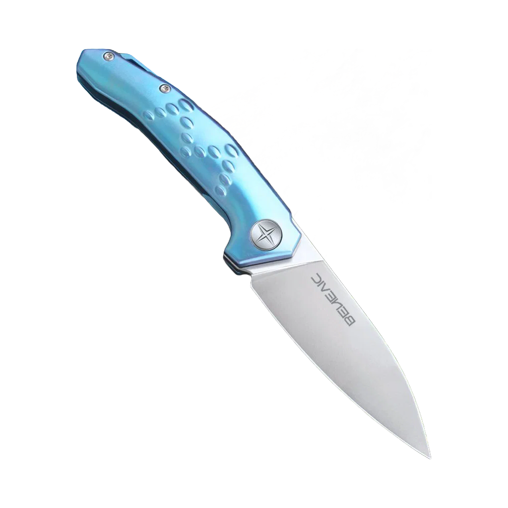 High-Quality Titanium Alloy Handle Folding Knife with M390 Blade for Camping and Hunting