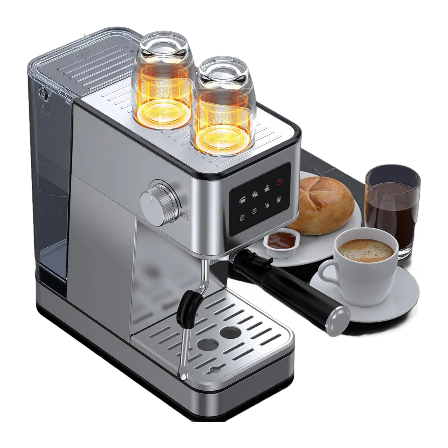 Customizable LED Display Espresso Machine for Barista-Style Coffee Making at Home