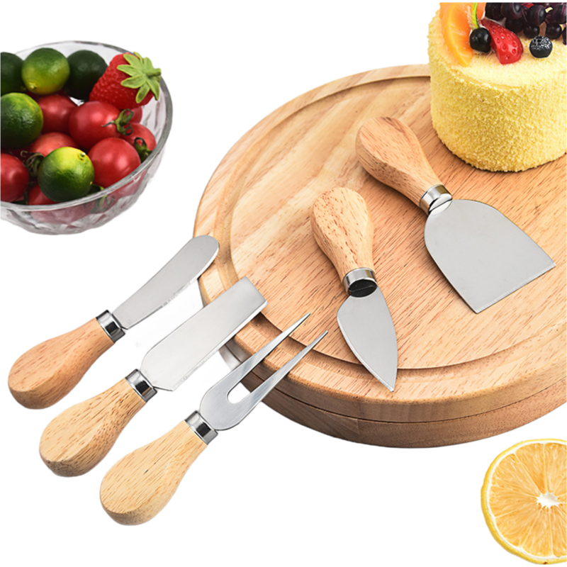 Premium Bamboo Cheese Board Set with Stainless Steel Knives - Customizable Charcuterie Platter