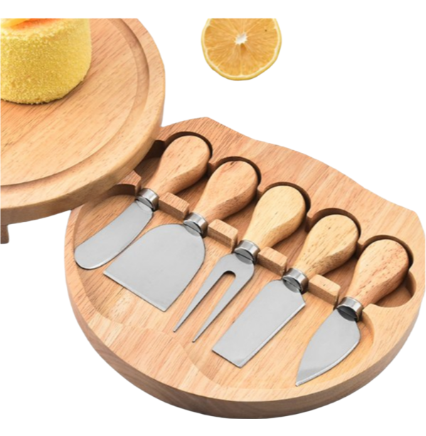 Premium Bamboo Cheese Board Set with Stainless Steel Knives - Customizable Charcuterie Platter