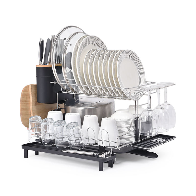 High-Quality Stainless Steel Dish Rack Double Tier for Tableware Organization