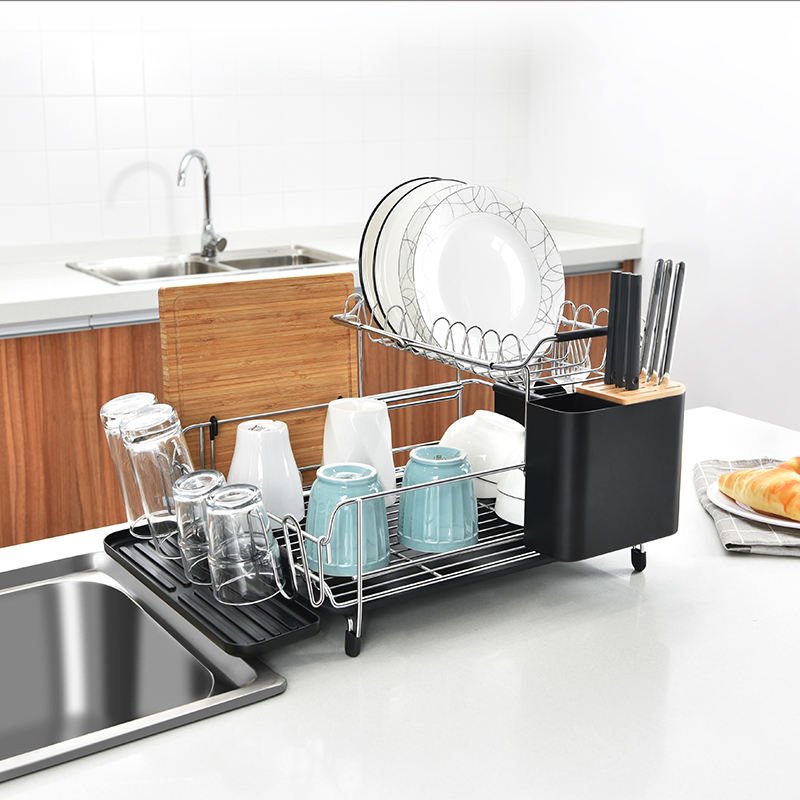 High-Quality Stainless Steel Dish Rack Double Tier for Tableware Organization