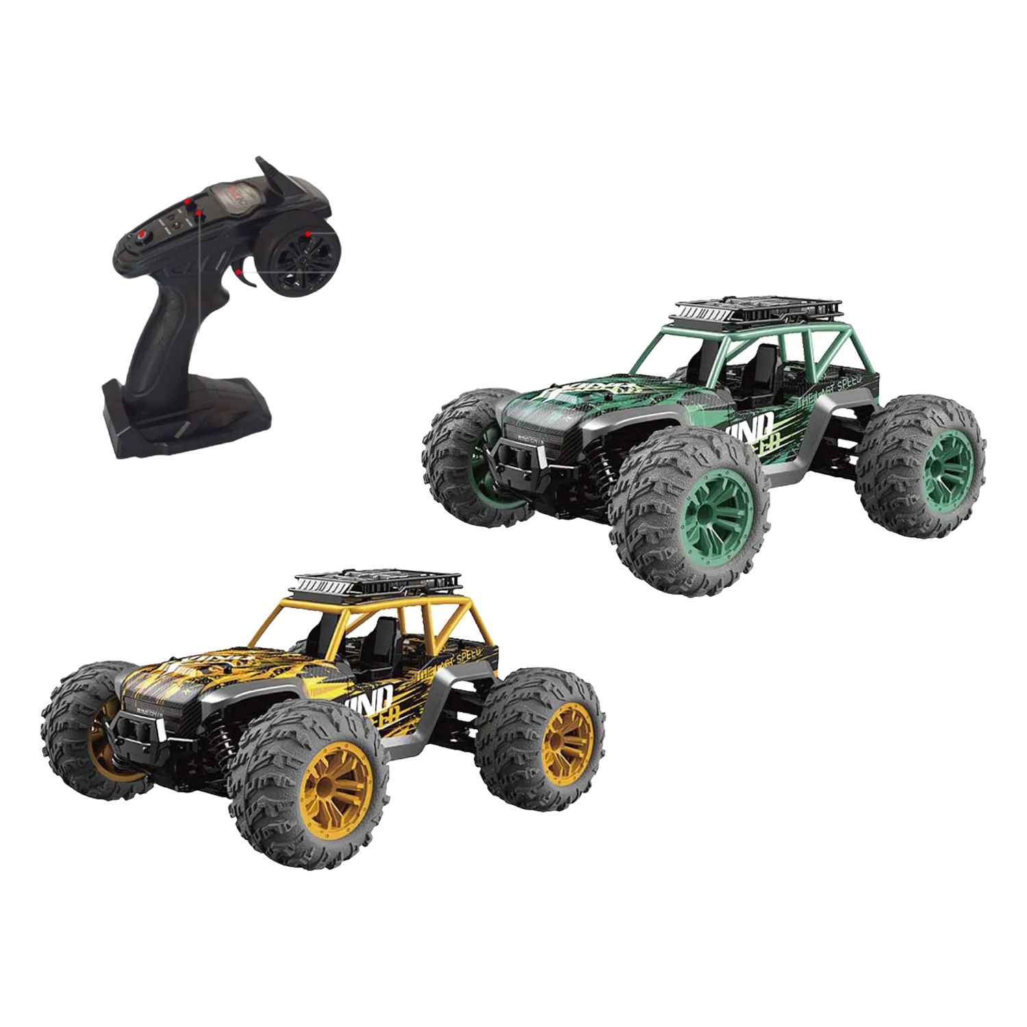 1/14 Scale 36 KM/H High Speed 4WD Remote Control Car - Green/Yellow Off-road Truck Toy