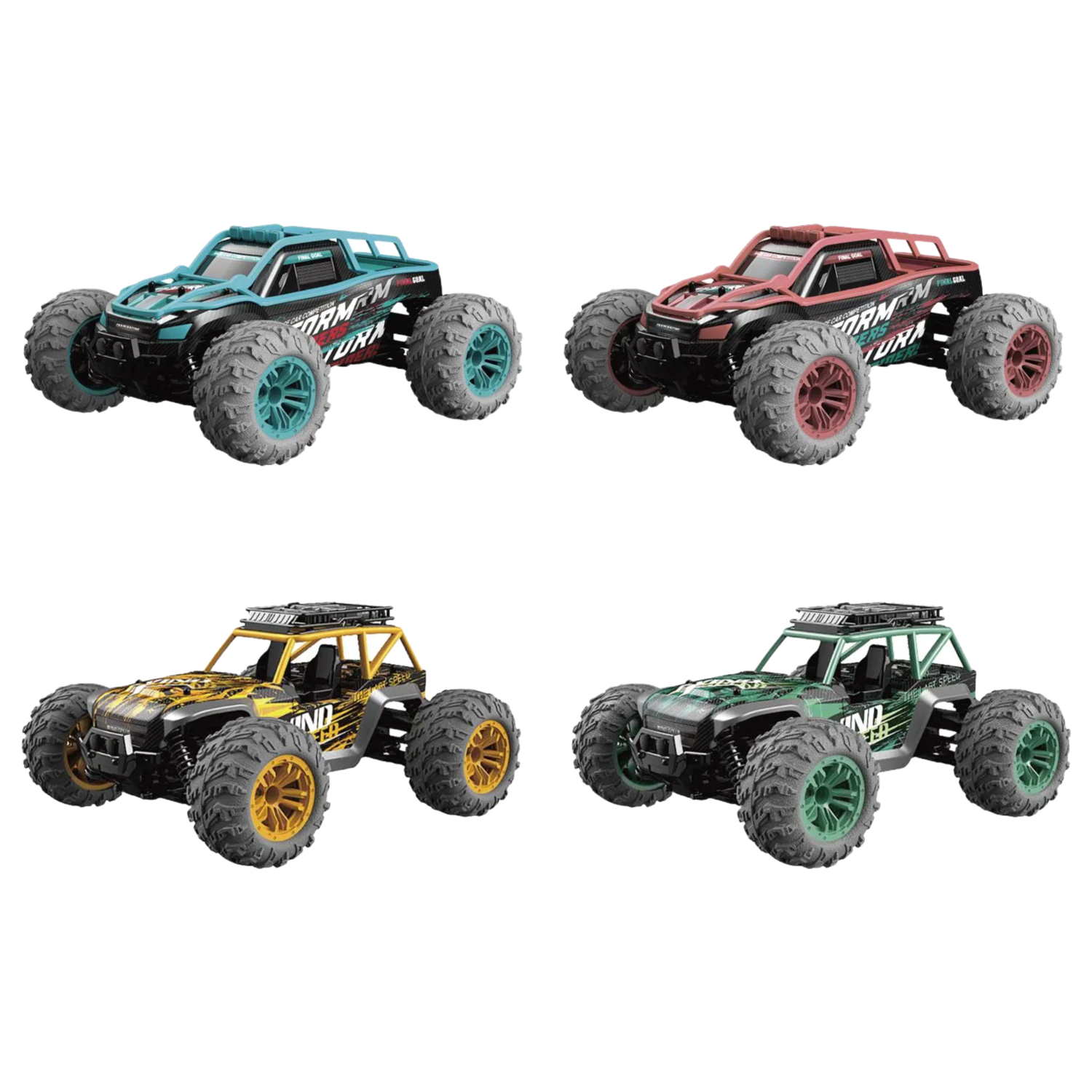 1/14 Scale 36 KM/H High Speed 4WD Remote Control Car - Green/Yellow Off-road Truck Toy