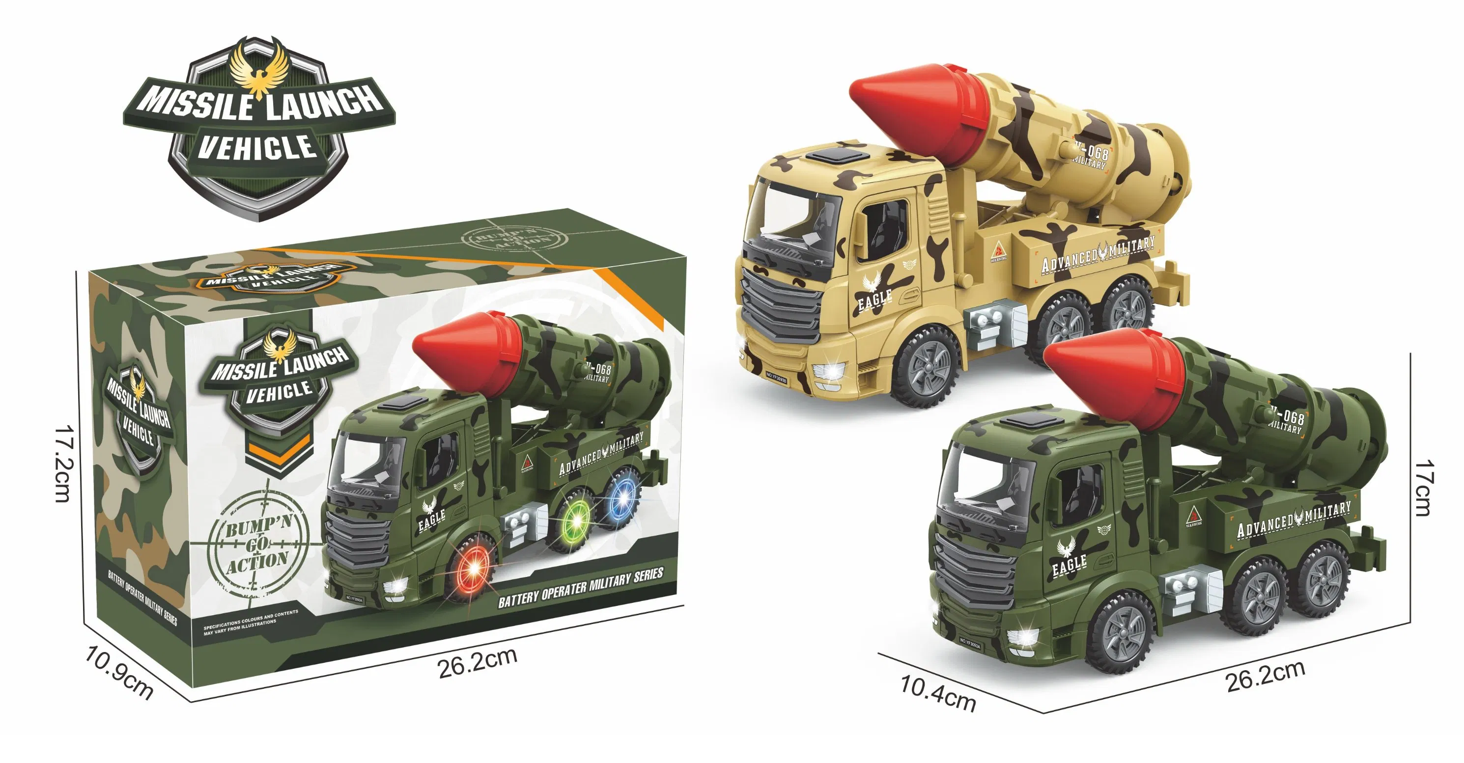 Kids Electric Launch Car Toy with Moving Missile - Battery Operated Vehicle for Children
