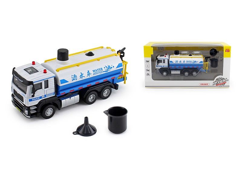 1:50 Scale Alloy Pull Back Garbage Truck Toy - Friction Powered Metal Car Model for Kids