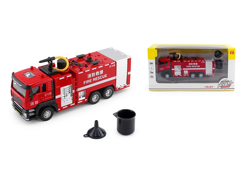 1:50 Scale Alloy Pull Back Garbage Truck Toy - Friction Powered Metal Car Model for Kids