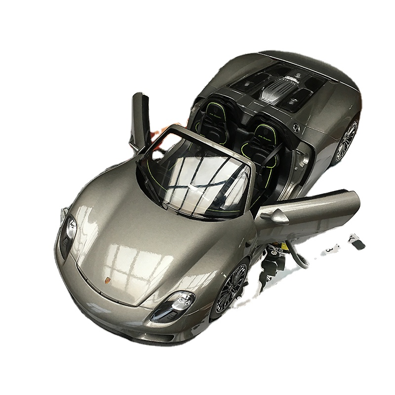 Welly 1/36 Scale 918 Spyder Alloy Diecast Model Car - Collectible Gray Sports Car Toy for Kids