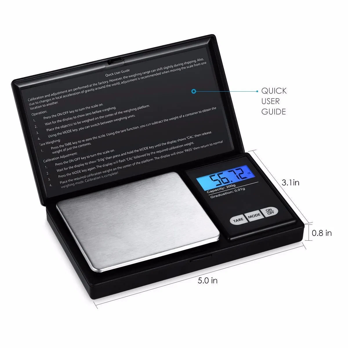 BL-100-BLK Digital Pocket Scale 500g x 0.1g Precision Mini Weighing Scale for Commercial Use