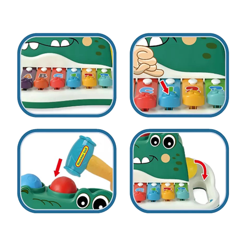 Wholesale Baby Xylophone Toy - Colorful Crocodile Hammer Ball Sliding Piano Musical Instrument for Toddlers