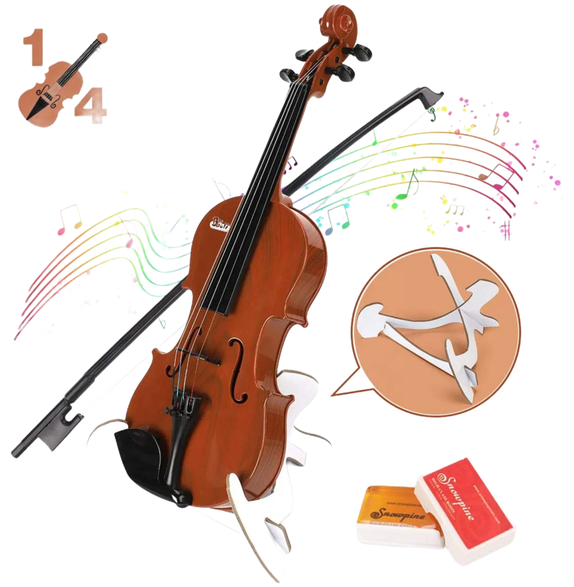 Premium Plastic Violin Toy Set with Bow and Rosin - Ideal Musical Instrument for Kids and Beginners