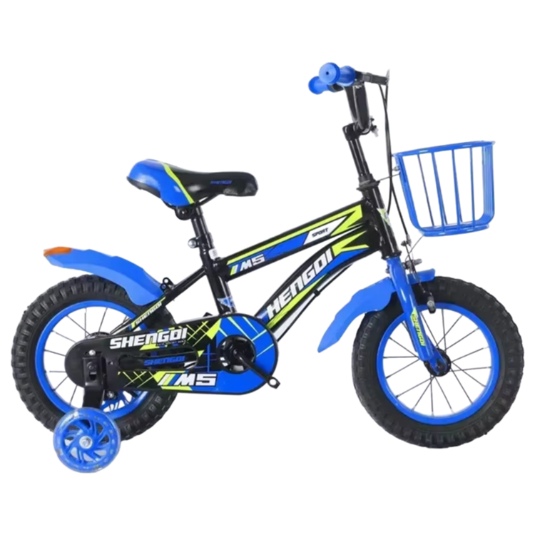 12 Inch Colorful Kids Training Bike with Backseat Basket for 3-8 Years Old | Adjustable Height Children Bicycle