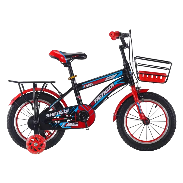 12 Inch Colorful Kids Training Bike with Backseat Basket for 3-8 Years Old | Adjustable Height Children Bicycle