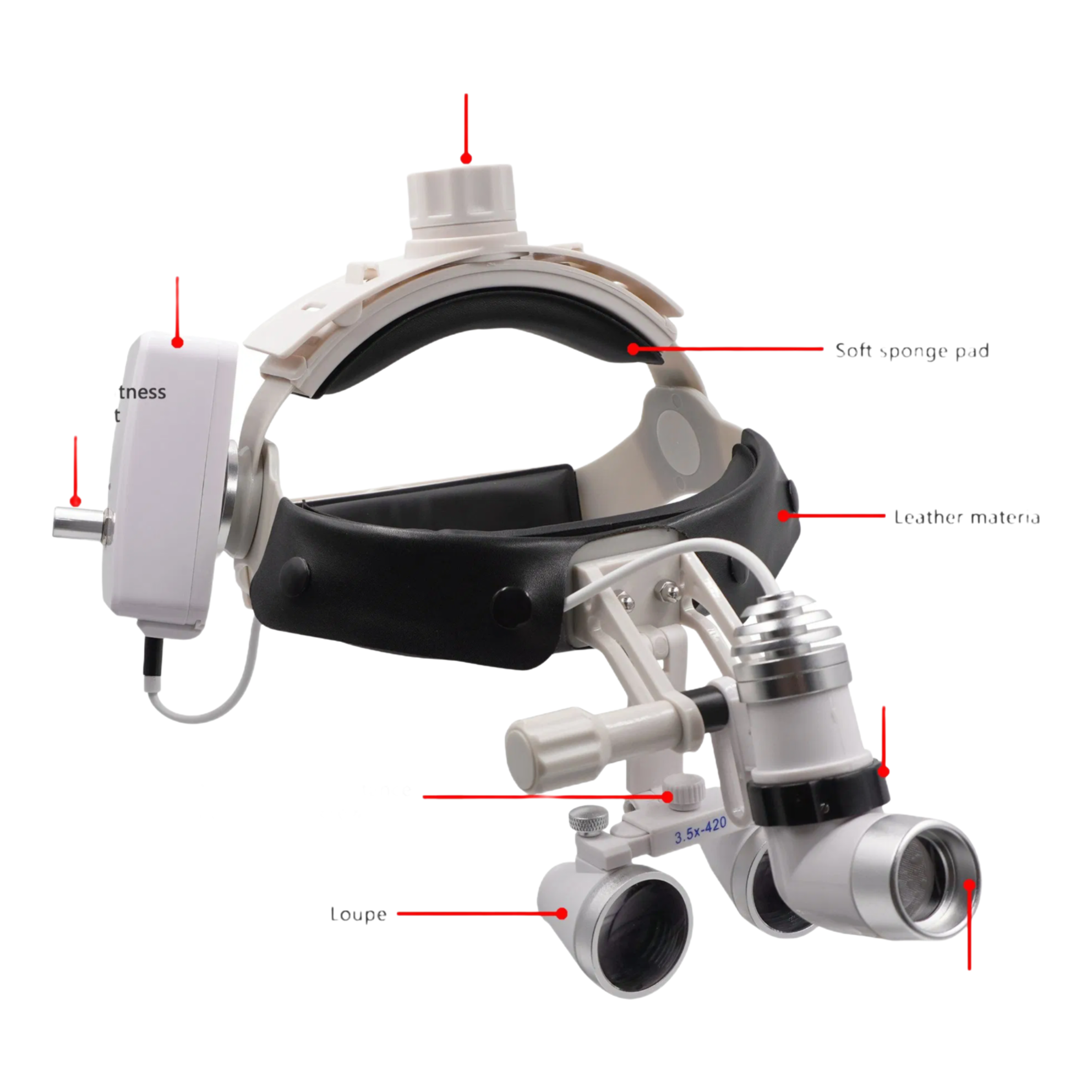 Adjustable Dental Loupes Headlight with 320-540mm Working Distance for Dental Procedures