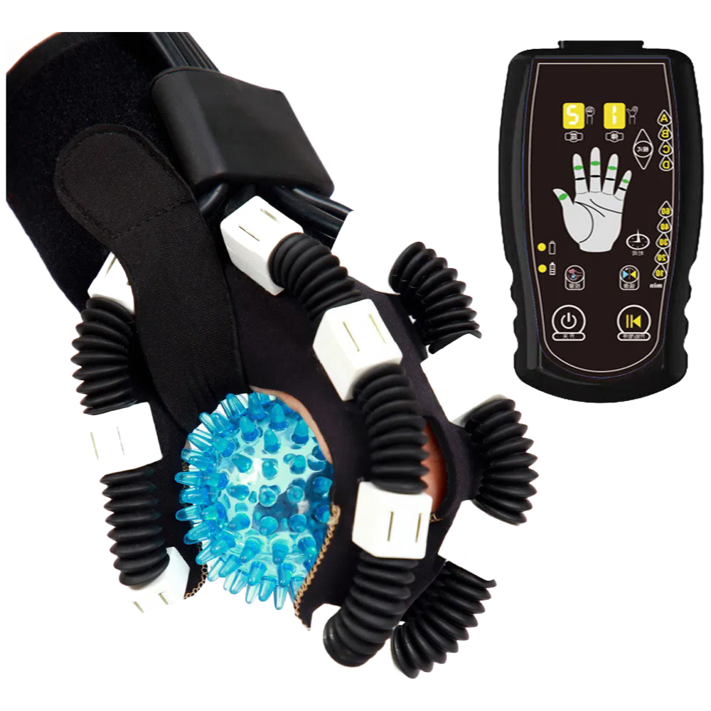 Portable Rechargeable Finger Hand Wrist Recovery Massage Robot Glove with Air Wave Function