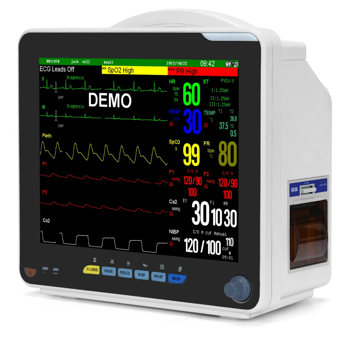 Customizable SNP9000N Hospital Patient Monitor with 6 Parameters and Multi-Language Support