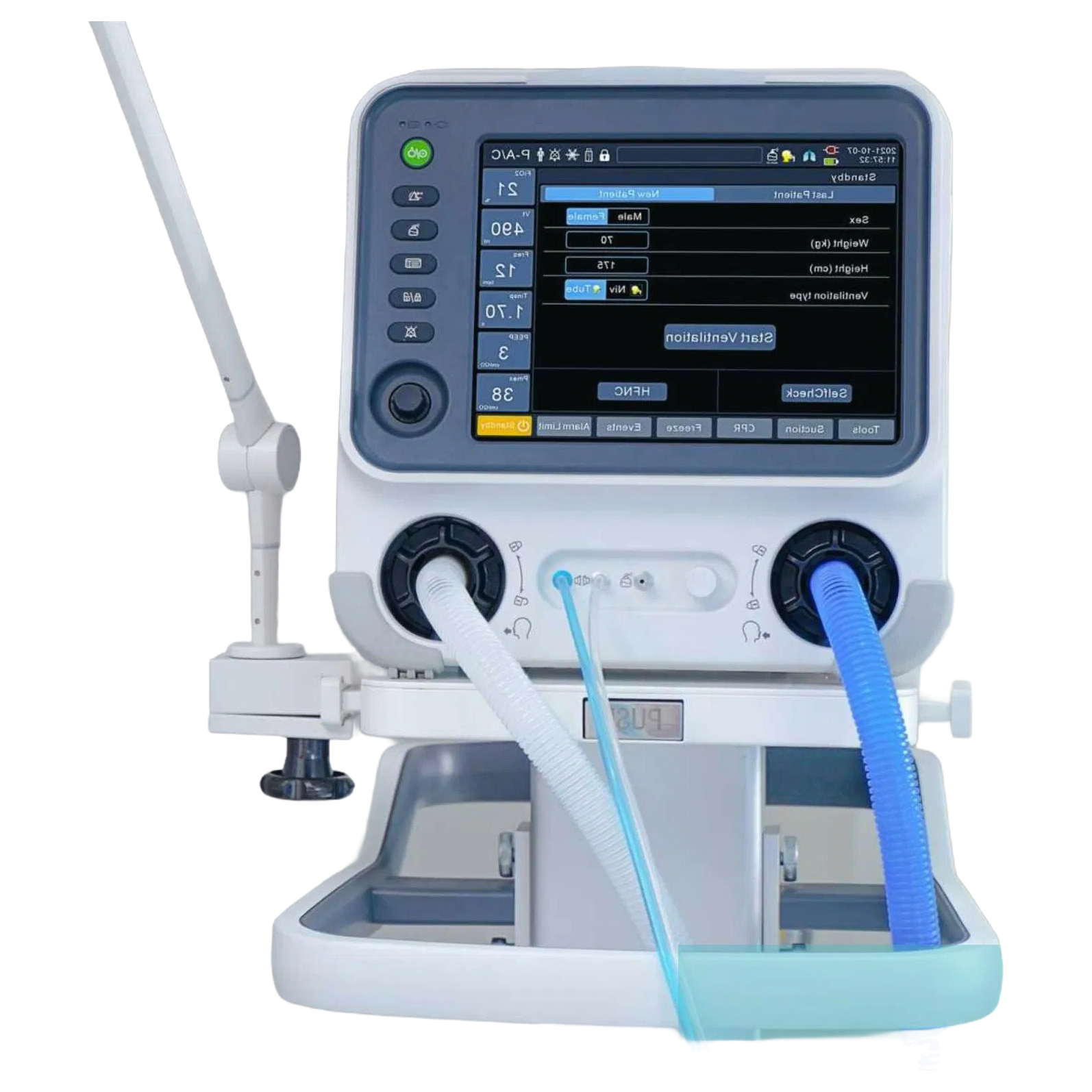 Portable Medical Ventilator with 10.4" Touchscreen - PRVC/APRV/CPAP Modes for ICU Use
