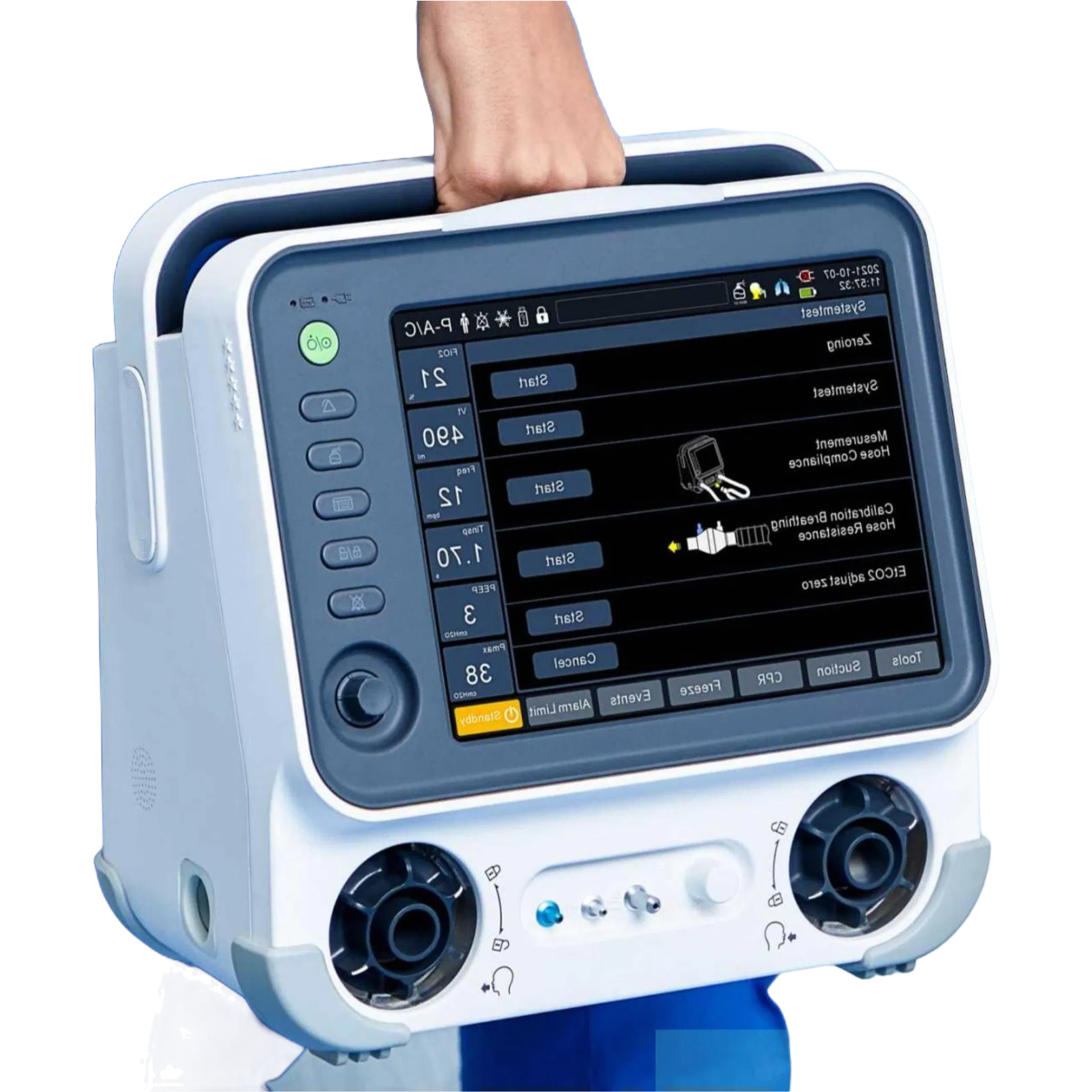 Portable Medical Ventilator with 10.4" Touchscreen - PRVC/APRV/CPAP Modes for ICU Use