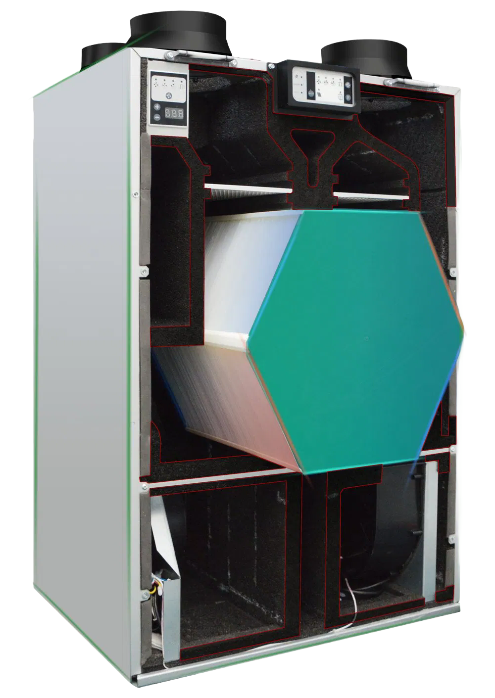 Top Ported Mechanical Ventilation HRV Unit with Washable Counterflow Heat Exchanger