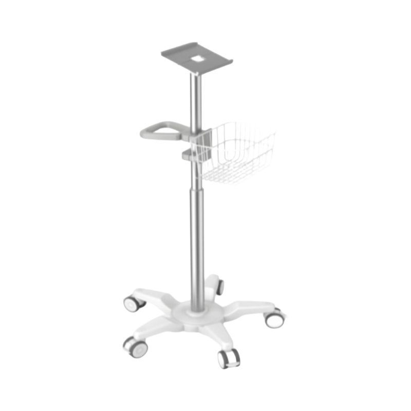 Adjustable Medical Equipment Trolley with Anti-Rollover Base and White Finish