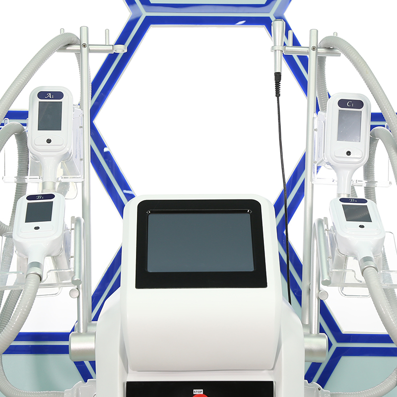 4 Handles Cryolipolysis Slimming Device with Wind+Water+Semiconductor Cooling System