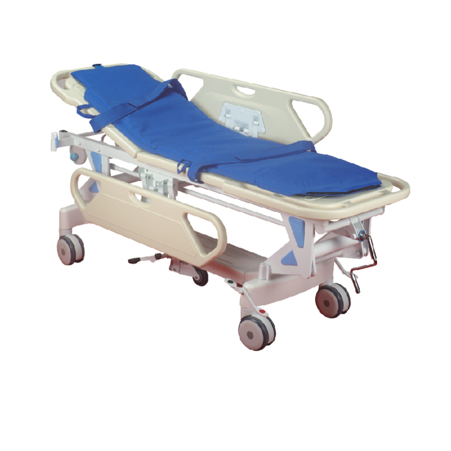 Height Adjustable Hospital Emergency Stretcher Cart with Backrest and IV Pole for Medical Facilities