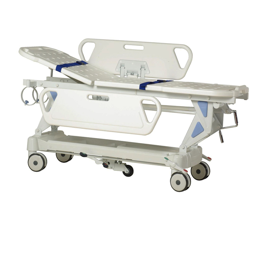 Height Adjustable Hospital Emergency Stretcher Cart with Backrest and IV Pole for Medical Facilities