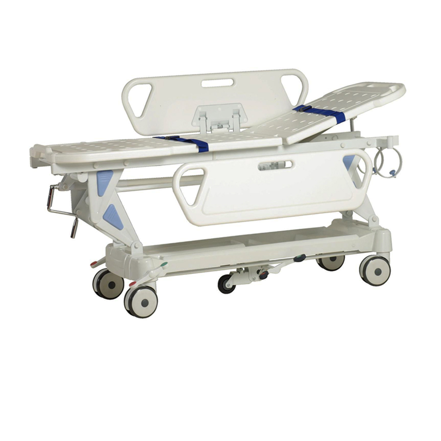 Height Adjustable Hospital Emergency Stretcher Cart with Backrest and IV Pole for Medical Facilities