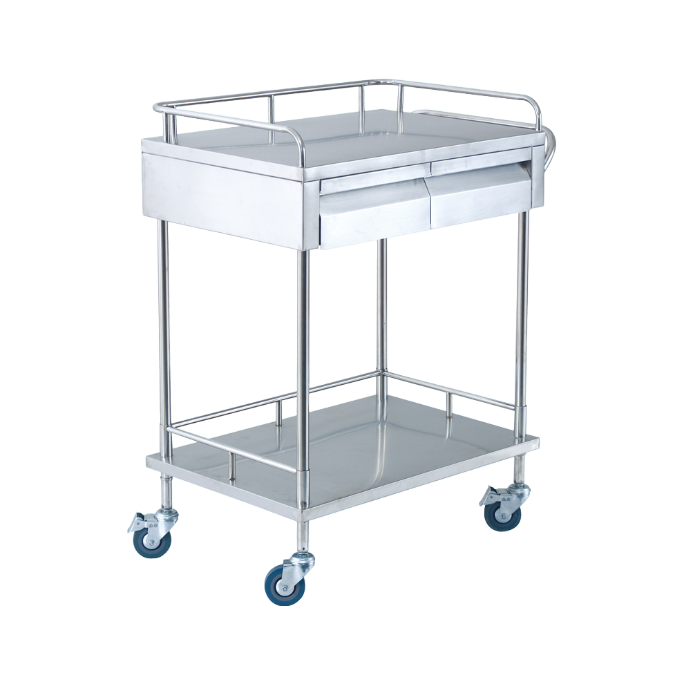 Stainless Steel Medical Record Cart with Swivel Casters - SLV-C4020 Hospital Trolley