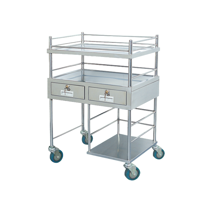Stainless Steel Medical Record Cart with Swivel Casters - SLV-C4020 Hospital Trolley