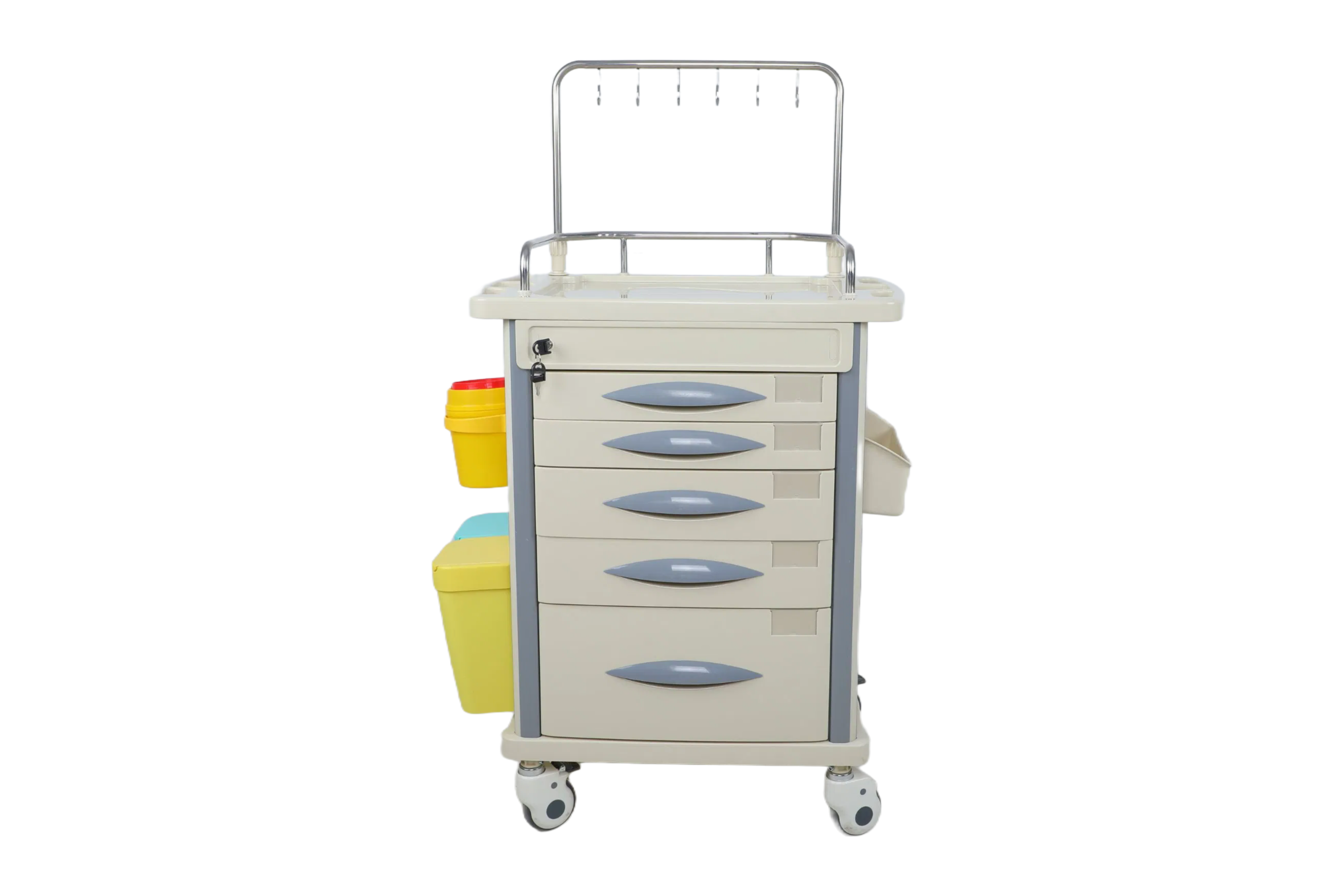 ABS Medical Infusion Trolley with Wheels and Drawers - Hospital Grade IV Stand Cart