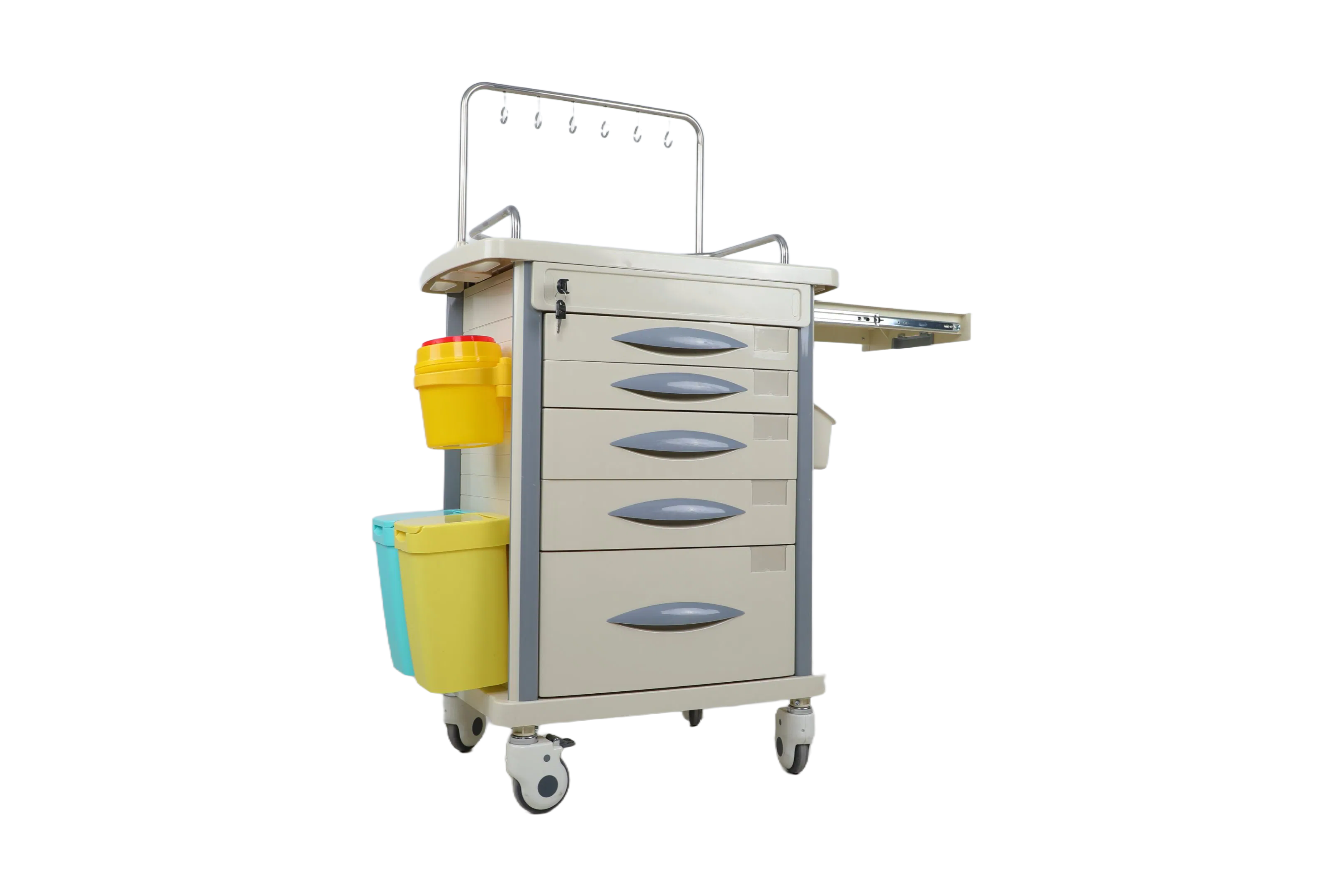 ABS Medical Infusion Trolley with Wheels and Drawers - Hospital Grade IV Stand Cart