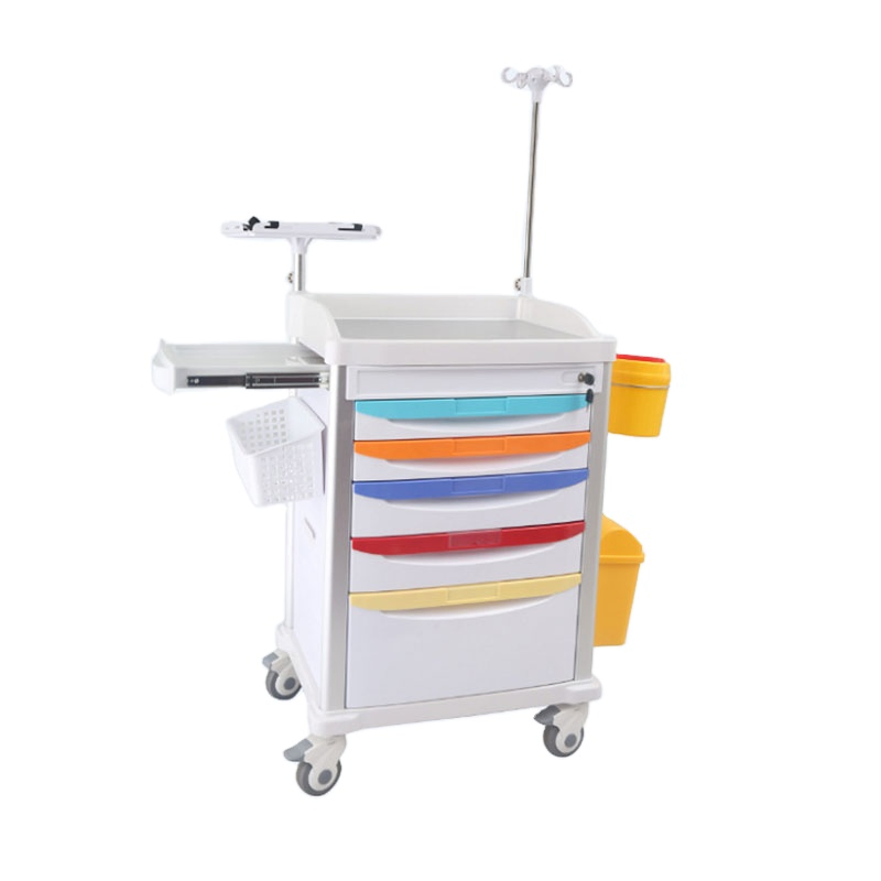 ABS Medical Crash Cart Hospital Trolley with 5 Layers for First Aid Nursing Dressing