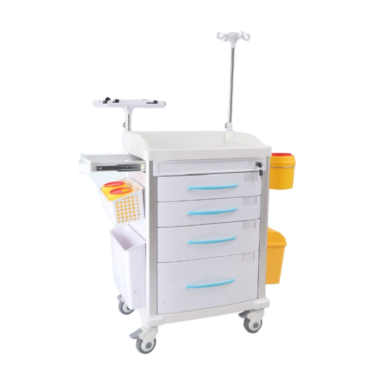 ABS Medical Crash Cart Hospital Trolley with 5 Layers for First Aid Nursing Dressing