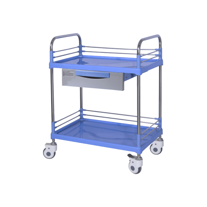 ABS Plastic Stainless Steel Medical Dressing Trolley with 3 Shelves - Hospital Nursing Cart