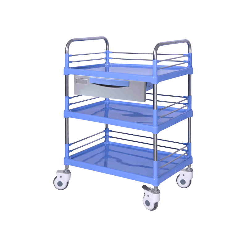 ABS Plastic Stainless Steel Medical Dressing Trolley with 3 Shelves - Hospital Nursing Cart